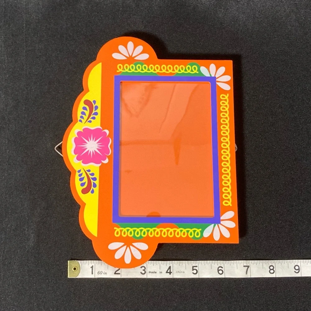 ⭐️ Target Multicolored Floral Wooden Hangable Easel Back Picture Frame 4” x 6”